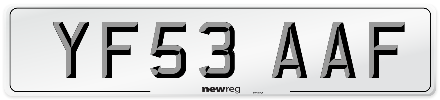 YF53 AAF Number Plate from New Reg